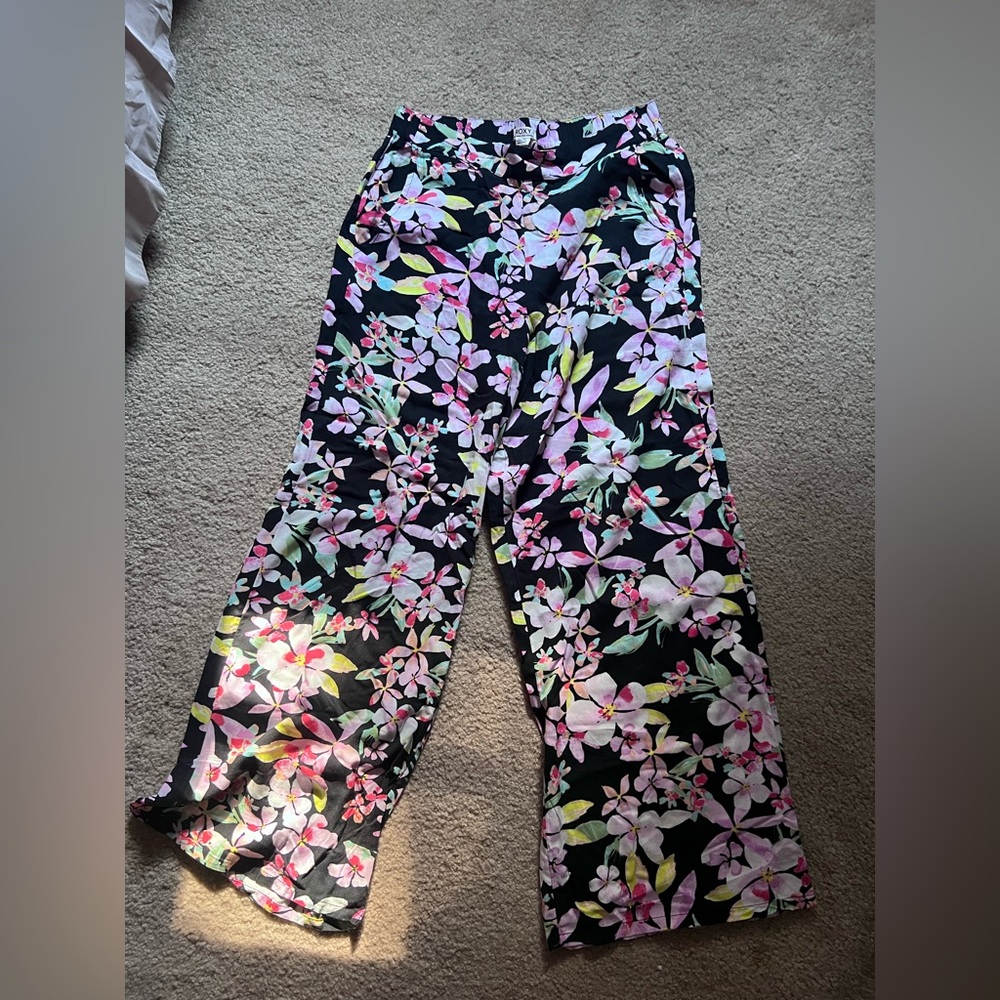 Roxy Black and Pink Floral Pants